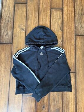 adidas Black Crewneck Sweatshirt with White Stripes